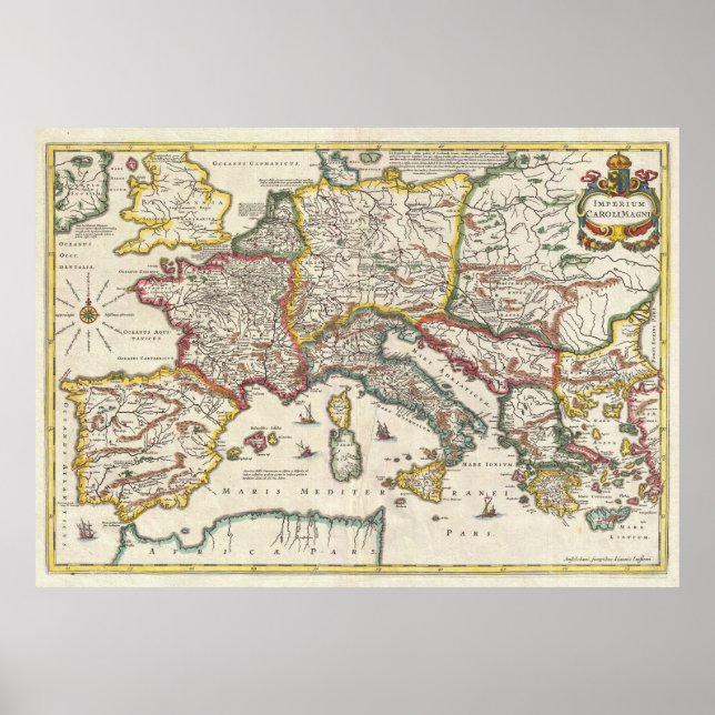 Vintage Karte Europas (1657) Poster (Vorne)