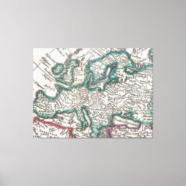 Vintage Karte Europas (1685) Leinwanddruck (Vorderseite)