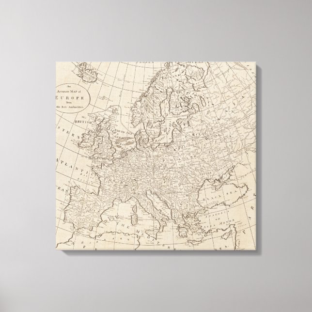 Vintage Karte Europas (1800) Leinwanddruck (Vorderseite)