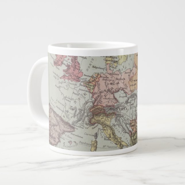Vintage Karte Europas Jumbo-Tasse (Vorderseite Links)