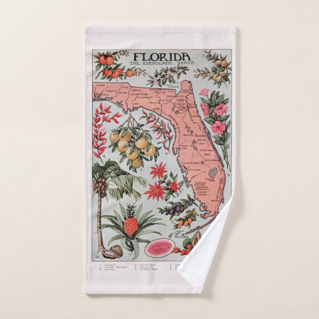 Vintage Karte Florida Handtuch (Handtuch)