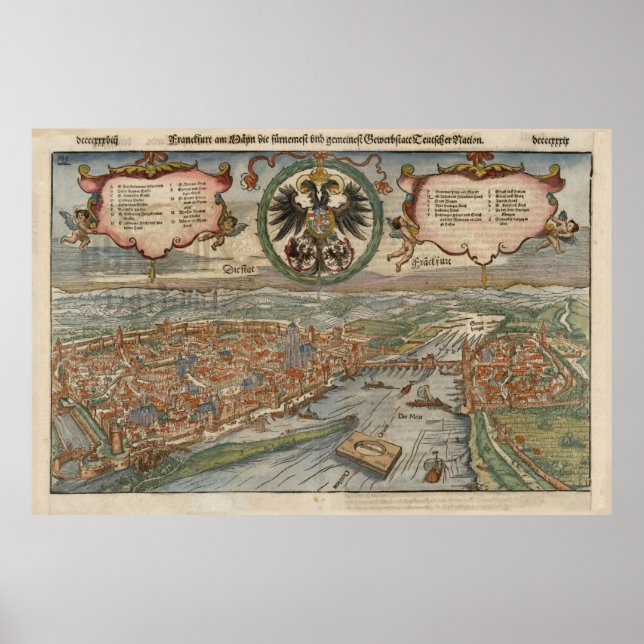 Vintage Karte Frankfurt/Main (1560) Poster (Vorne)