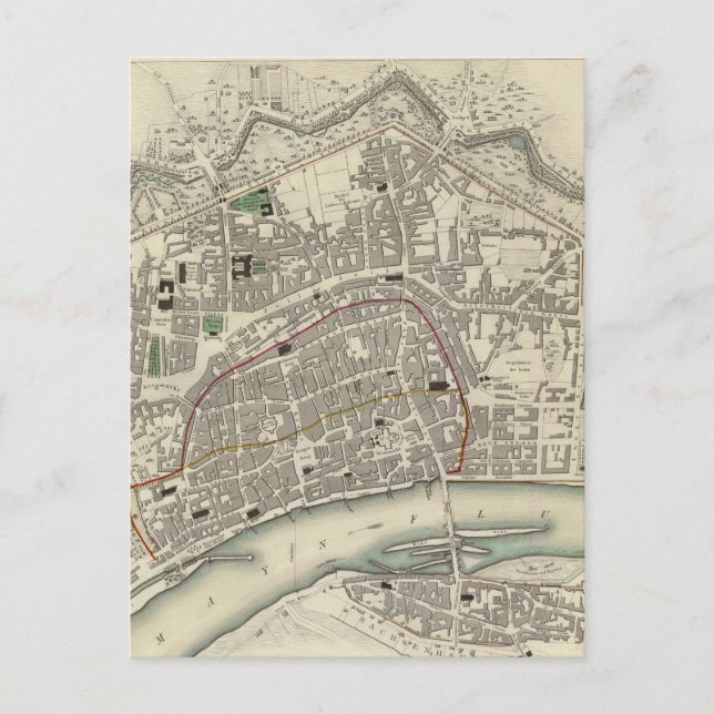 Vintage Karte Frankfurt/Main Deutschland (1837) (Vorderseite)