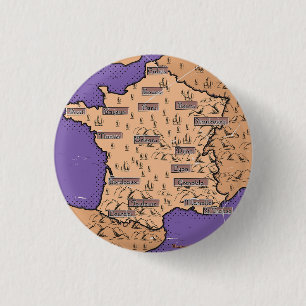 Vintage Karte Frankreichs Button