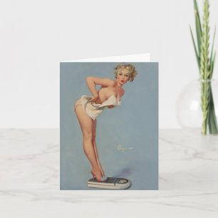Vintage Karte "Frau auf Badezimmerskala"