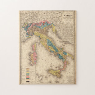 Vintage Karte für die Geologie Italiens (1844)