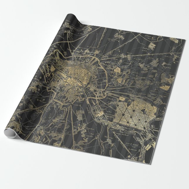 Vintage Karte für Grau- und Goldfolie Geschenkpapier (Ungerollt)