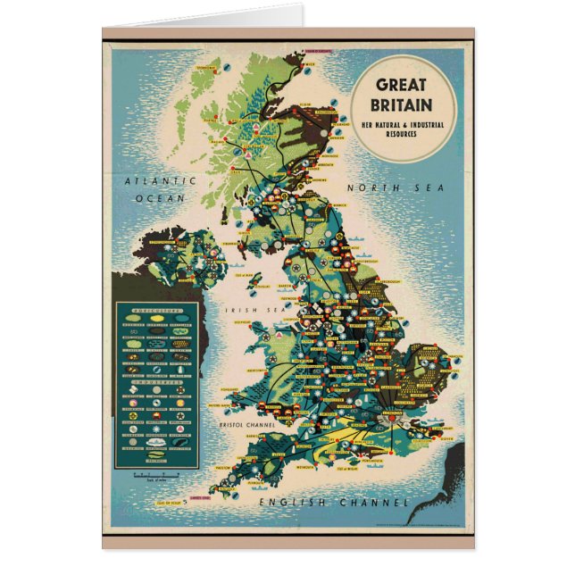 Vintage Karte für Großbritannien (Vorne)