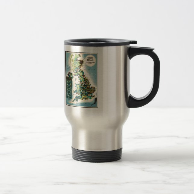 Vintage Karte für Großbritannien Reisebecher (Rechts)
