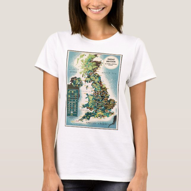 Vintage Karte für Großbritannien T-Shirt (Vorderseite)