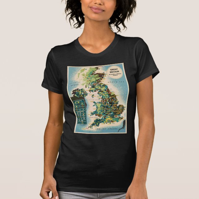 Vintage Karte für Großbritannien T-Shirt (Vorderseite)