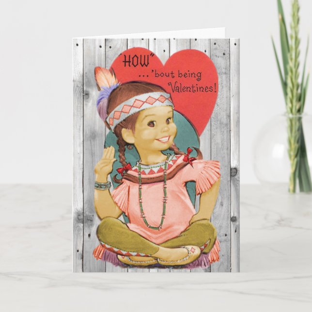 Vintage Karte gebürtiger Amerikanervalentines (Vorderseite)
