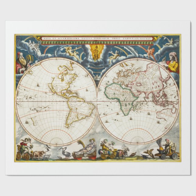Vintage Karte gedruckt Geschenkpapier (Flach)