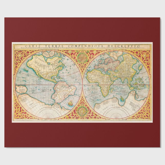 Vintage Karte gedruckt Geschenkpapier (Flach)