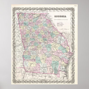 Vintage Karte Georgiens (1855) Poster