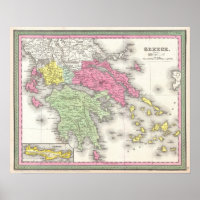 Vintage Karte Griechenlands (1853)