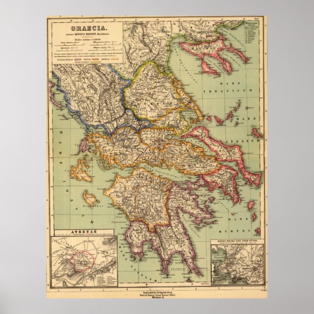 Vintage Karte Griechenlands (1903) Poster (Vorne)