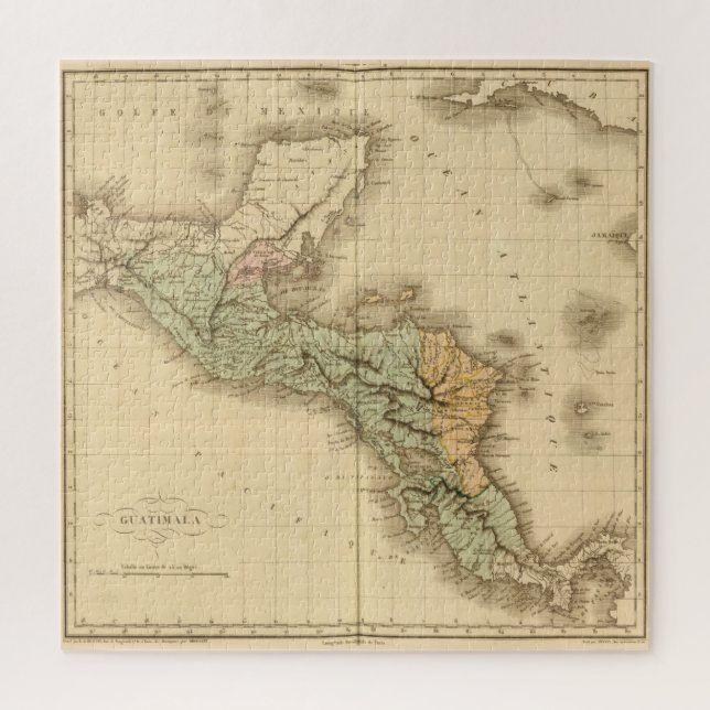 Vintage Karte Guatemalas (1825) (Vertikal)