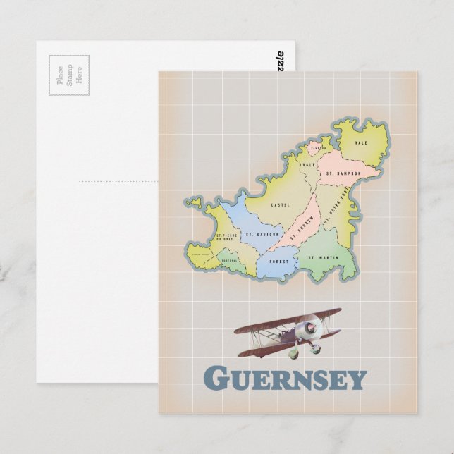 Vintage Karte Guernsey (Vorne/Hinten)