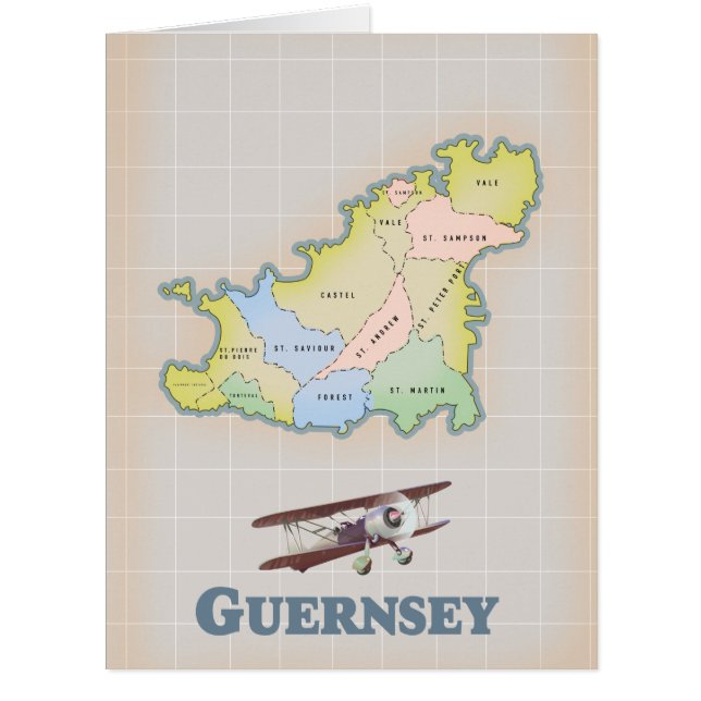 Vintage Karte Guernsey (Vorderseite)