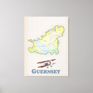 Vintage Karte Guernsey Leinwanddruck