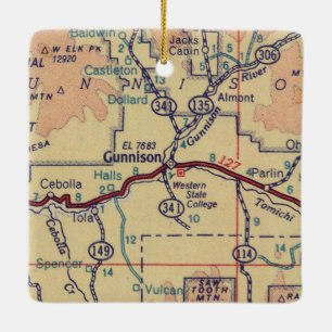 Vintage Karte Gunnison Keramikornament