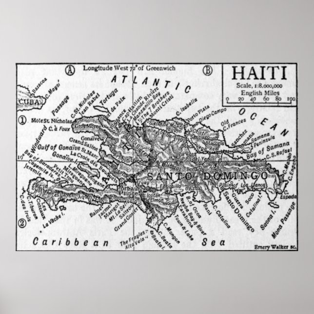 Vintage Karte Haitis (1911) Poster (Vorne)