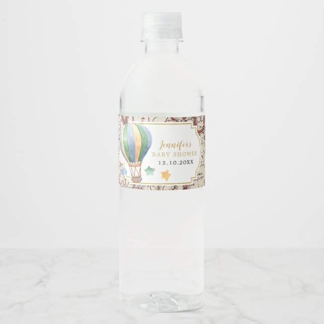Vintage Karte Heißluftballon Babydusche (Vorderseite)
