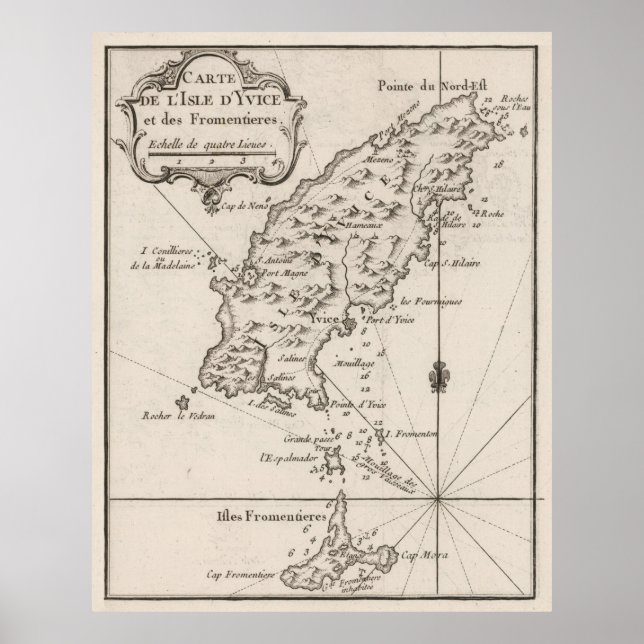 Vintage Karte Ibiza Spanien (1764) Poster (Vorne)