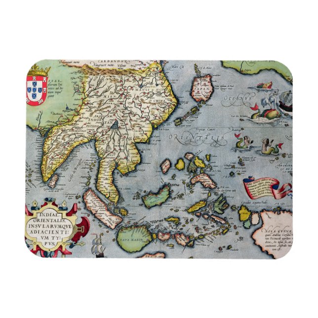 Vintage Karte | Indien bis Neue Guinea Magnet (Horizontal)