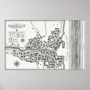 Vintage Karte Innsmouth Poster