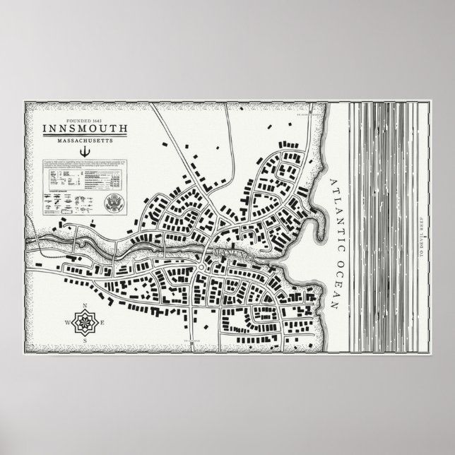 Vintage Karte Innsmouth Poster (Vorne)