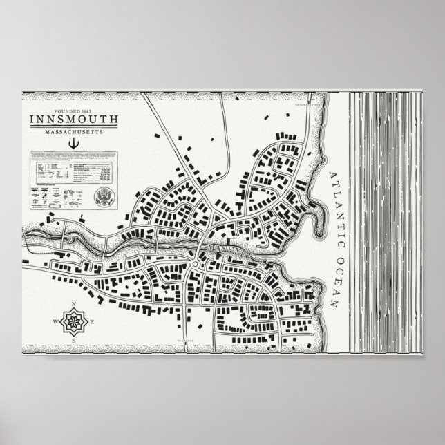 Vintage Karte Innsmouth Poster (Vorne)