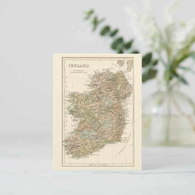 Vintage Karte Irlands 1862 Postkarte (Stehend Vorderseite)