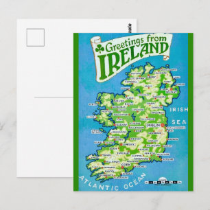 Vintage Karte Irlands Postkarte