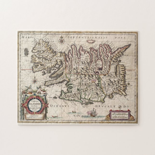 Vintage Karte Islands (1684) (Horizontal)