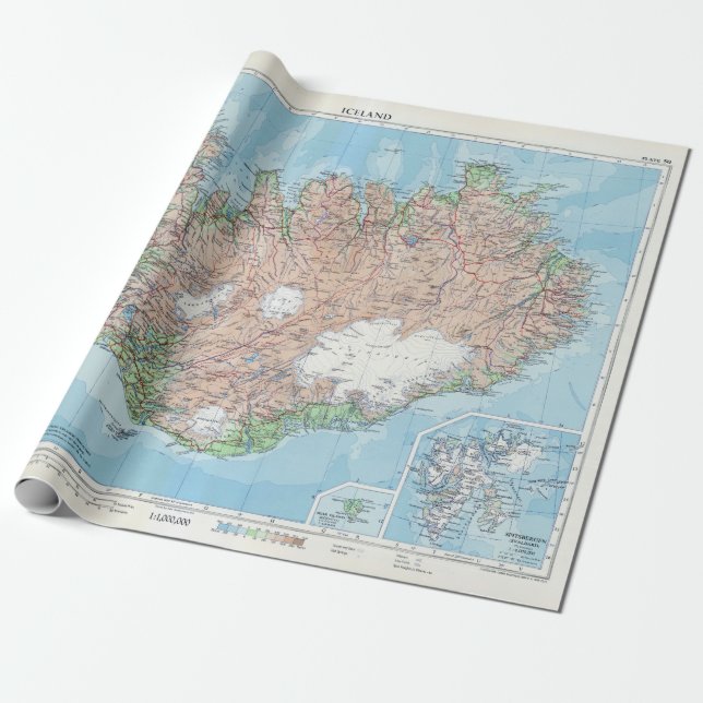 Vintage Karte Islands Geschenkpapier (Ungerollt)