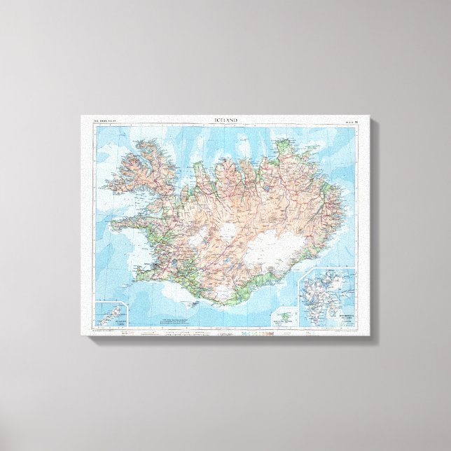 Vintage Karte Islands Leinwanddruck (Vorderseite)