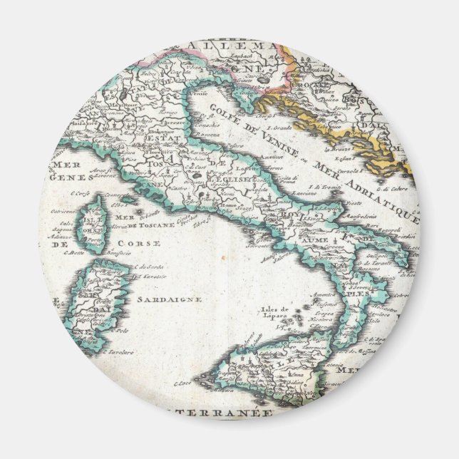 Vintage Karte Italiens (1706) Magnet (Vorne)