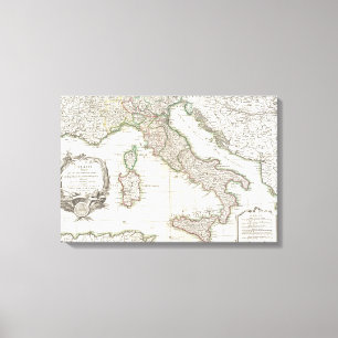 Vintage Karte Italiens (1770) Leinwanddruck