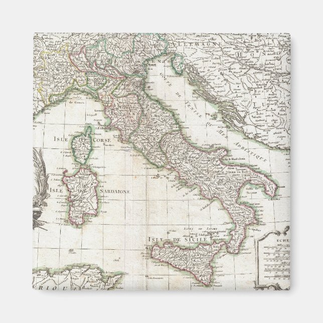 Vintage Karte Italiens (1770) Magnet (Vorne)