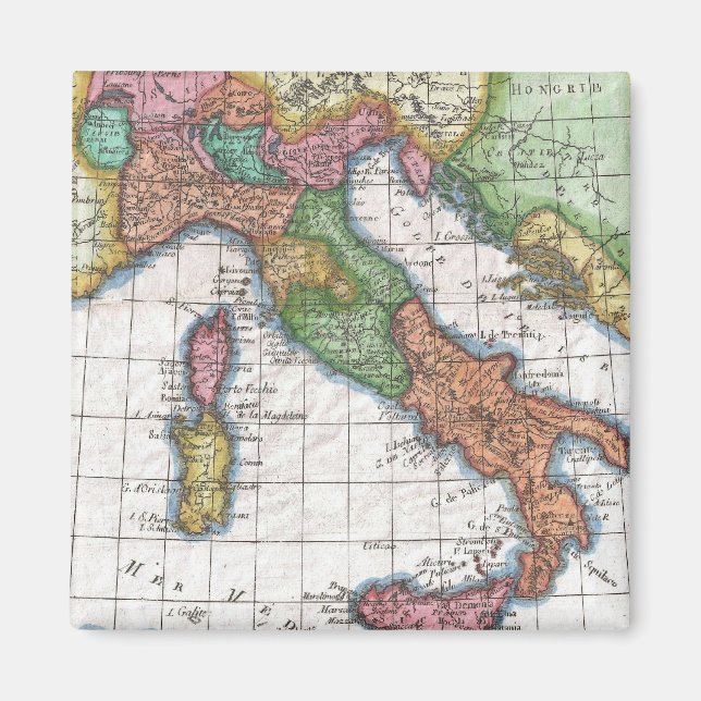 Vintage Karte Italiens (1780) Magnet (Vorne)