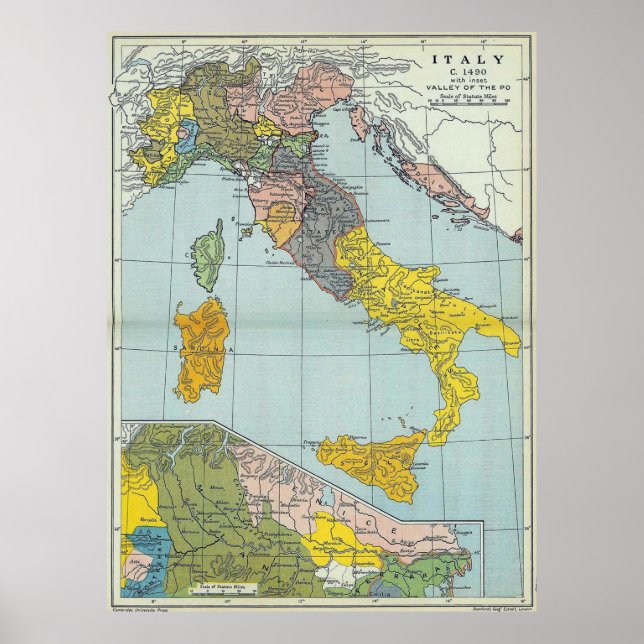 Vintage Karte Italiens (1912) Poster (Vorne)
