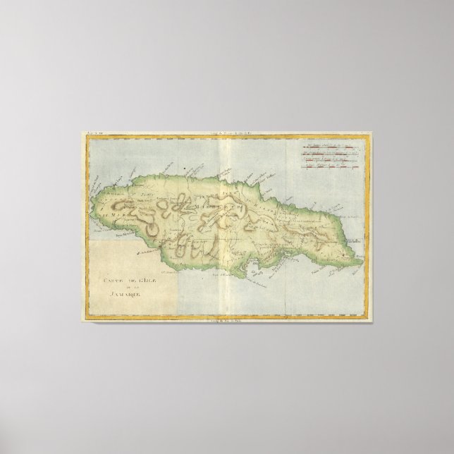 Vintage Karte Jamaikas (1780) Leinwanddruck (Vorderseite)