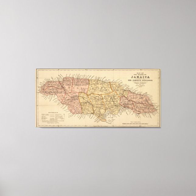 Vintage Karte Jamaikas (1893) Leinwanddruck (Vorderseite)