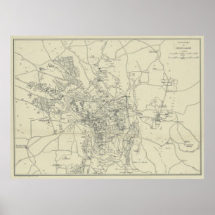Vintage Karte Jerusalems Israel (1917) Poster