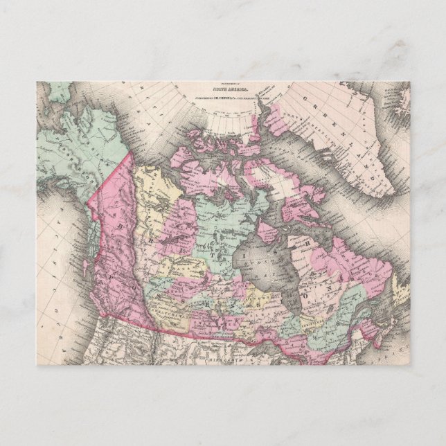 Vintage Karte Kanadas (1857) (Vorderseite)