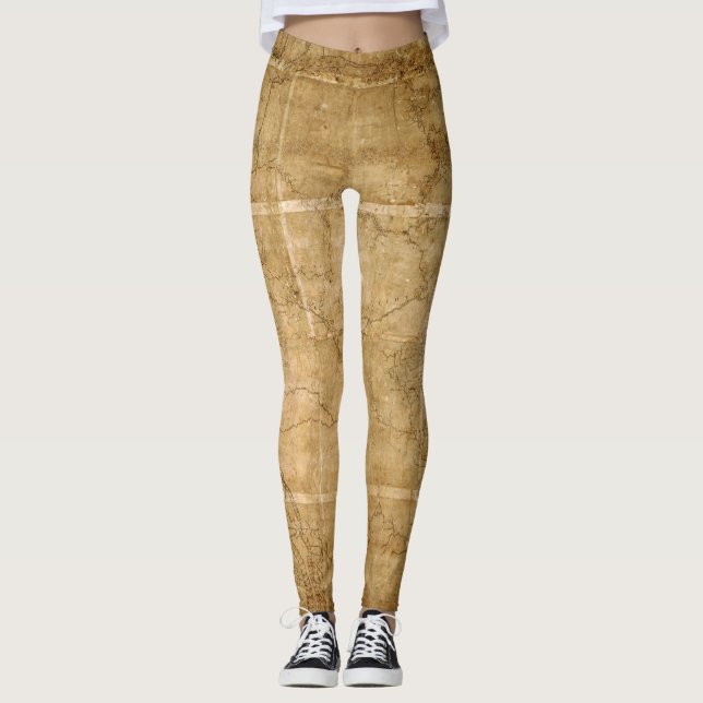 Vintage Karte Leggings drucken! (Vorderseite)