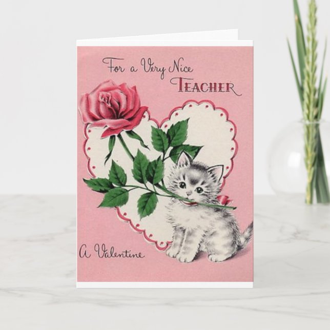 Vintage Karte Lehrervalentines Tages (Vorderseite)