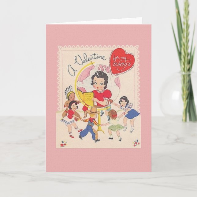 Vintage Karte Lehrervalentines Tages (Vorderseite)